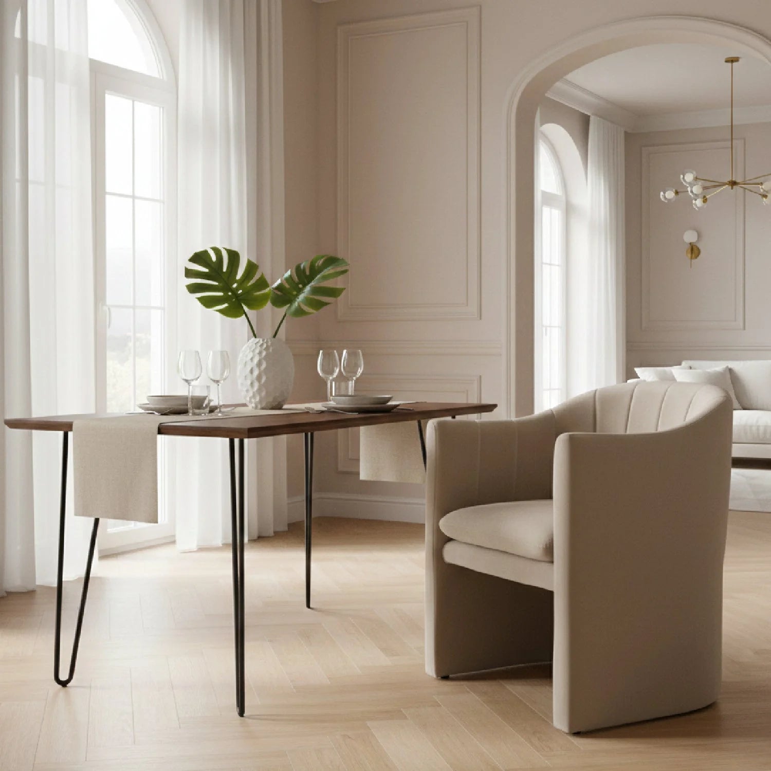 Luxury Curved Velvet Modern Dining Chair European Style for Villa