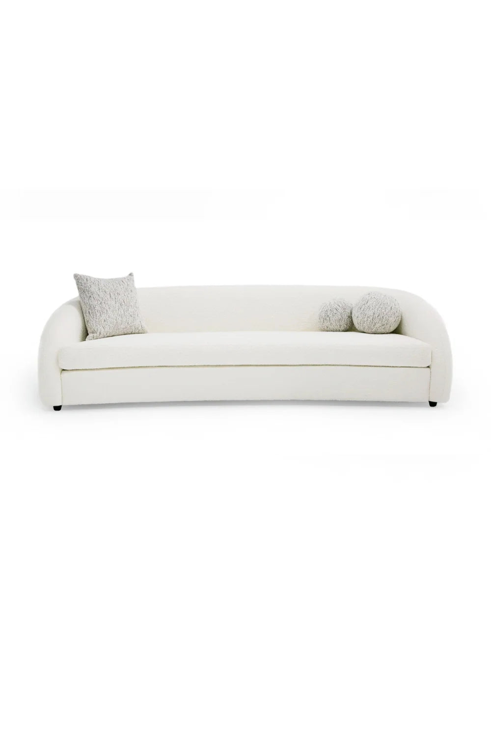 Luxury Curved White Fabric 4-Seater Sofa Modern Italian Style for Villa
