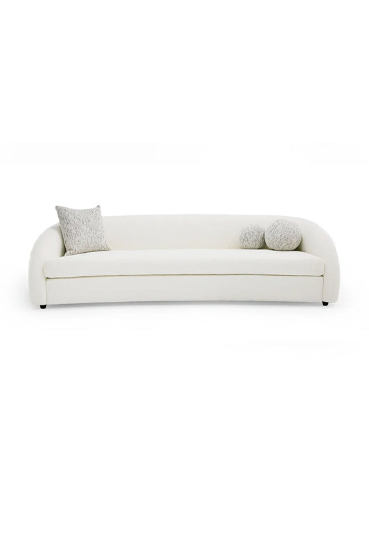 Luxury Curved White Fabric 4-Seater Sofa Modern Italian Style for Villa