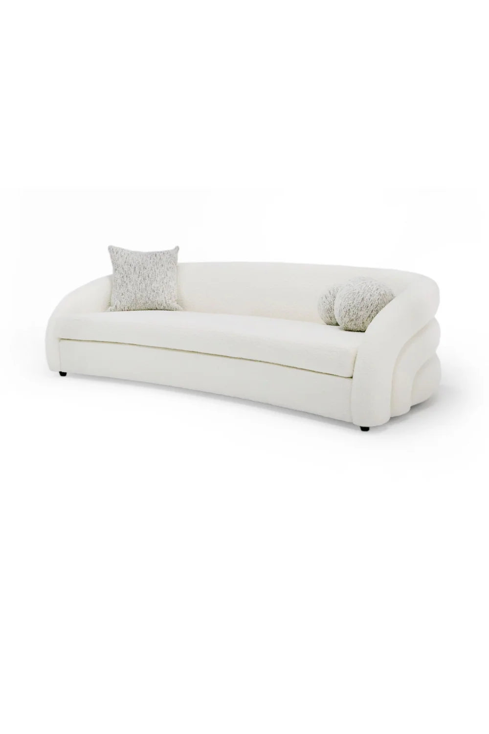Luxury Curved White Fabric 4-Seater Sofa Modern Italian Style for Villa