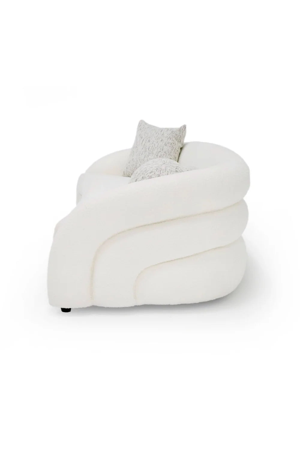 Luxury Curved White Fabric 4-Seater Sofa Modern Italian Style for Villa