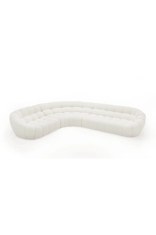 Luxury Curved White Fabric Sectional Sofa Modern Italian Style for Villa