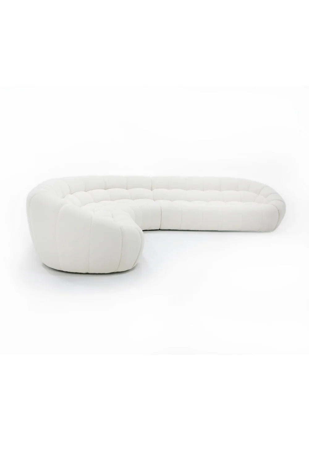 Luxury Curved White Fabric Sectional Sofa Modern Italian Style for Villa