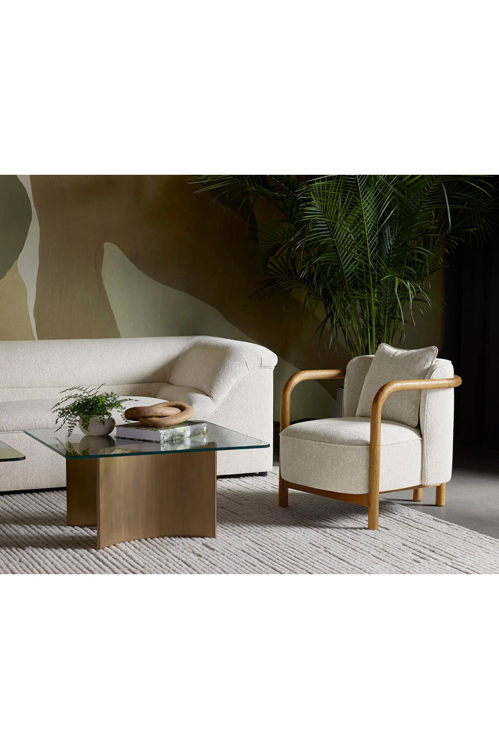 Luxury Curved Wood Lounge Chair Modern Italian Style for Villa