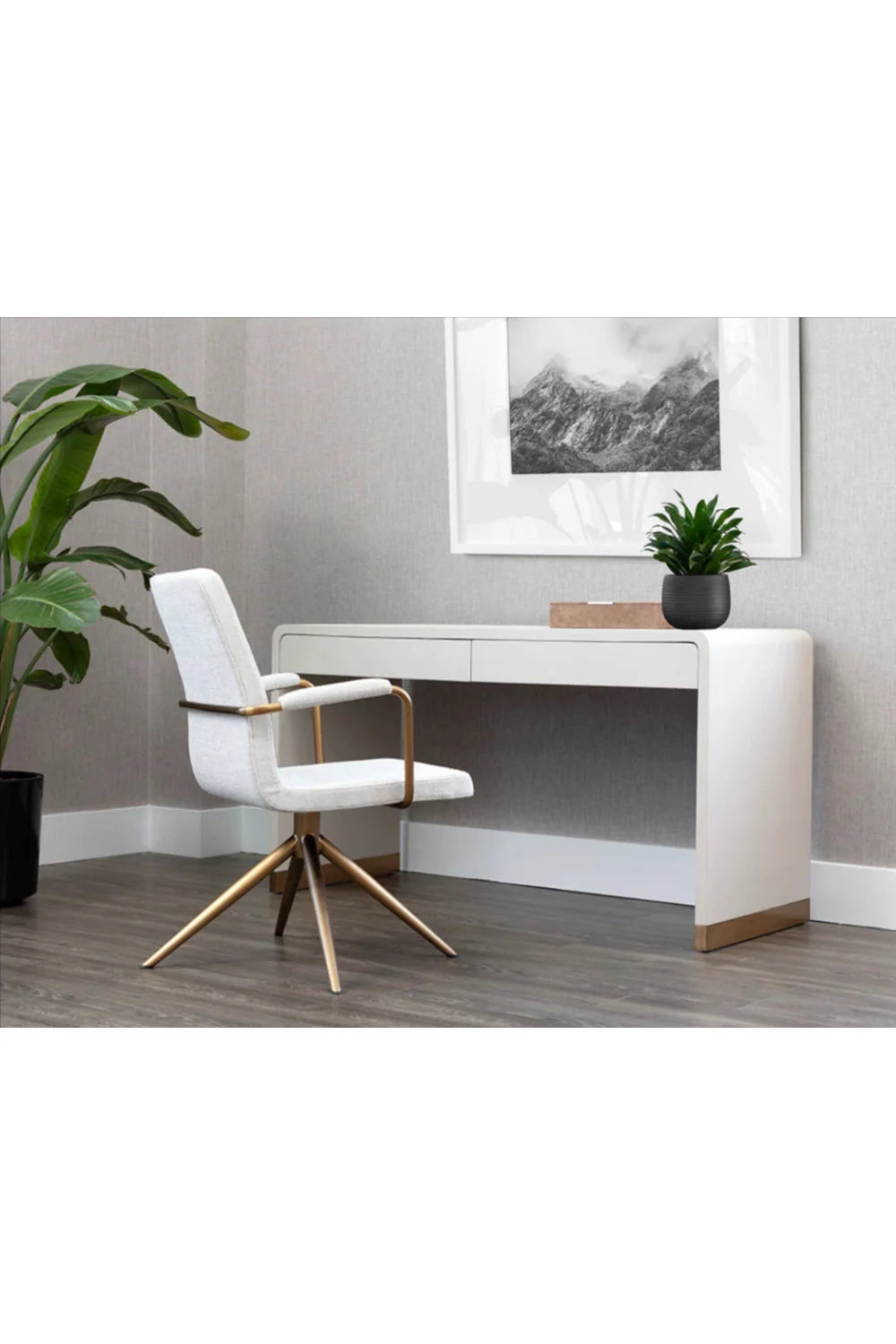 Luxury Curved Wood Modern Desk European Style for Villa