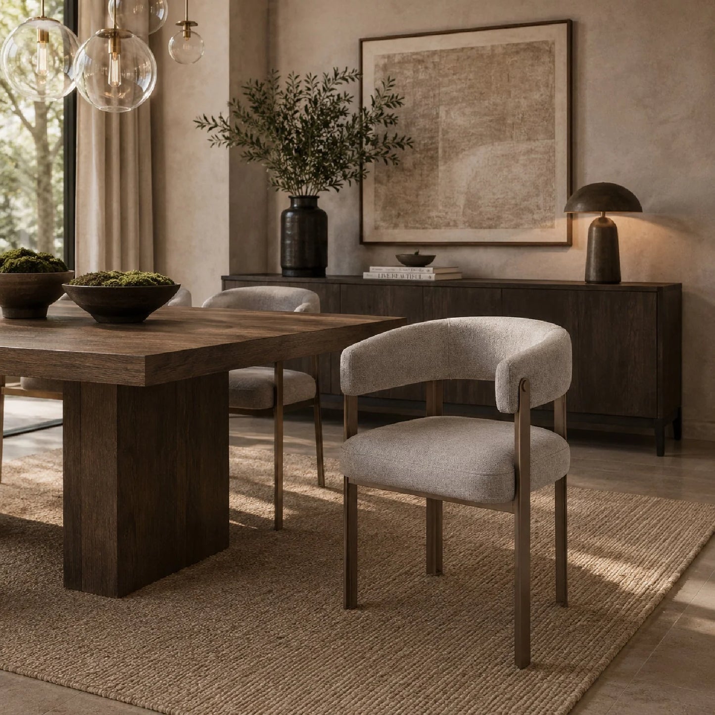Luxury Curved Wood Modern Dining Chair European Style for Villa