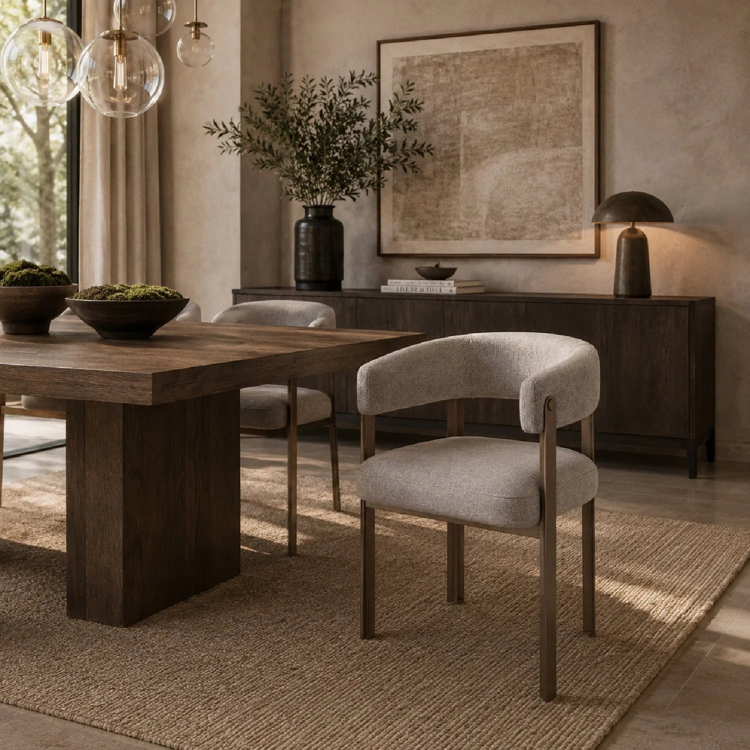 Luxury Curved Wood Modern Dining Chair European Style for Villa