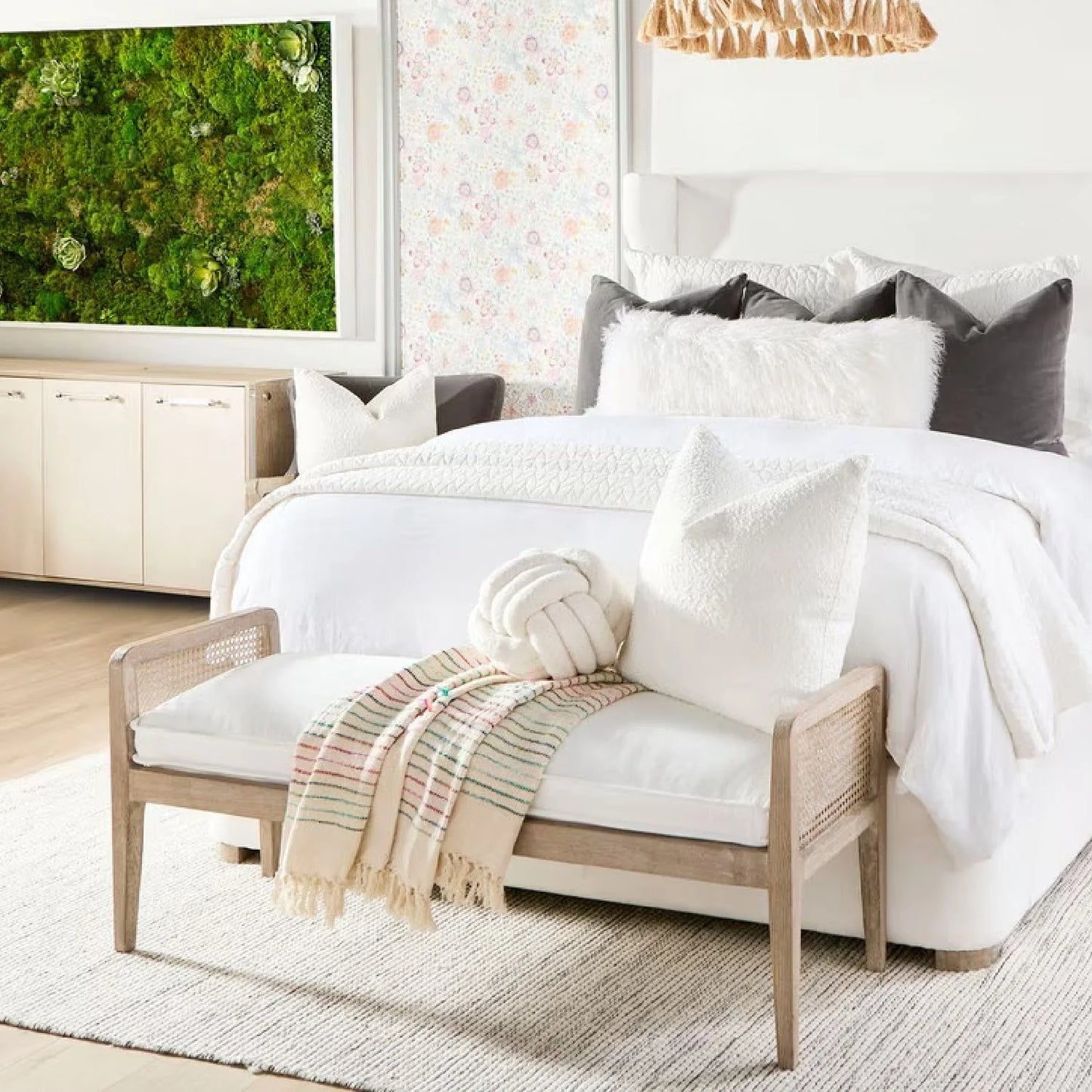 Luxury Cushioned Oak Bench European Style for Villa