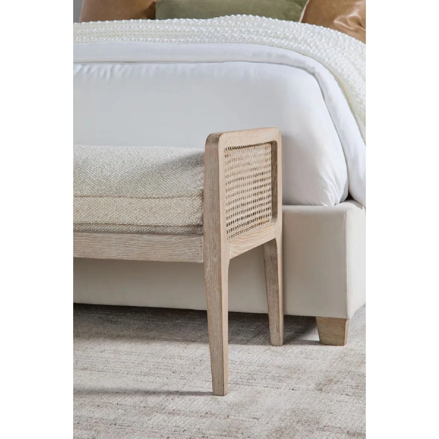 Luxury Cushioned Oak Bench European Style for Villa