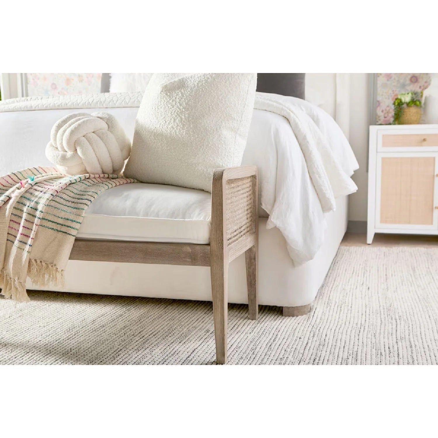 Luxury Cushioned Oak Bench European Style for Villa