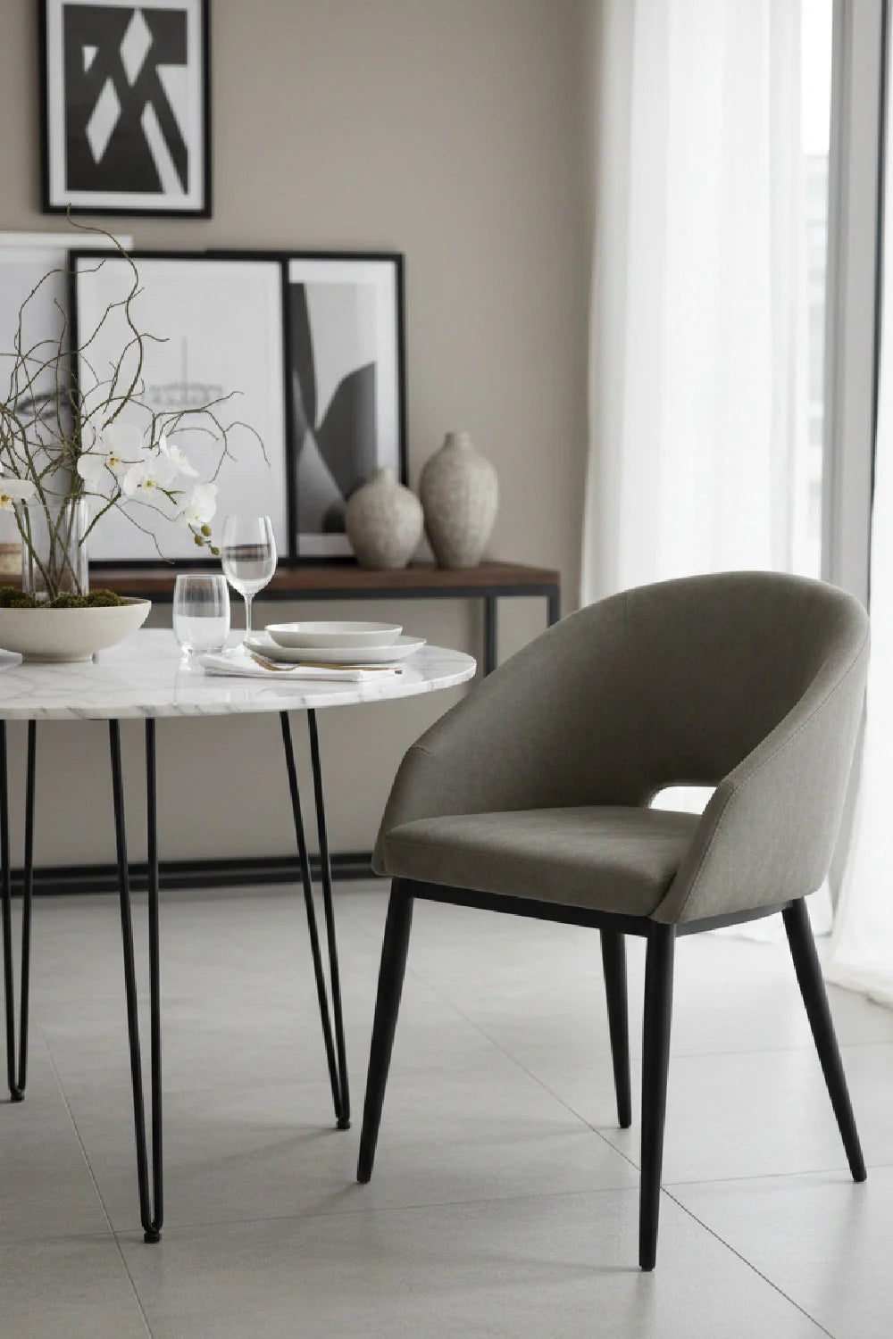 Luxury Cutout Back Modern Dining Armchair European Style for Villa