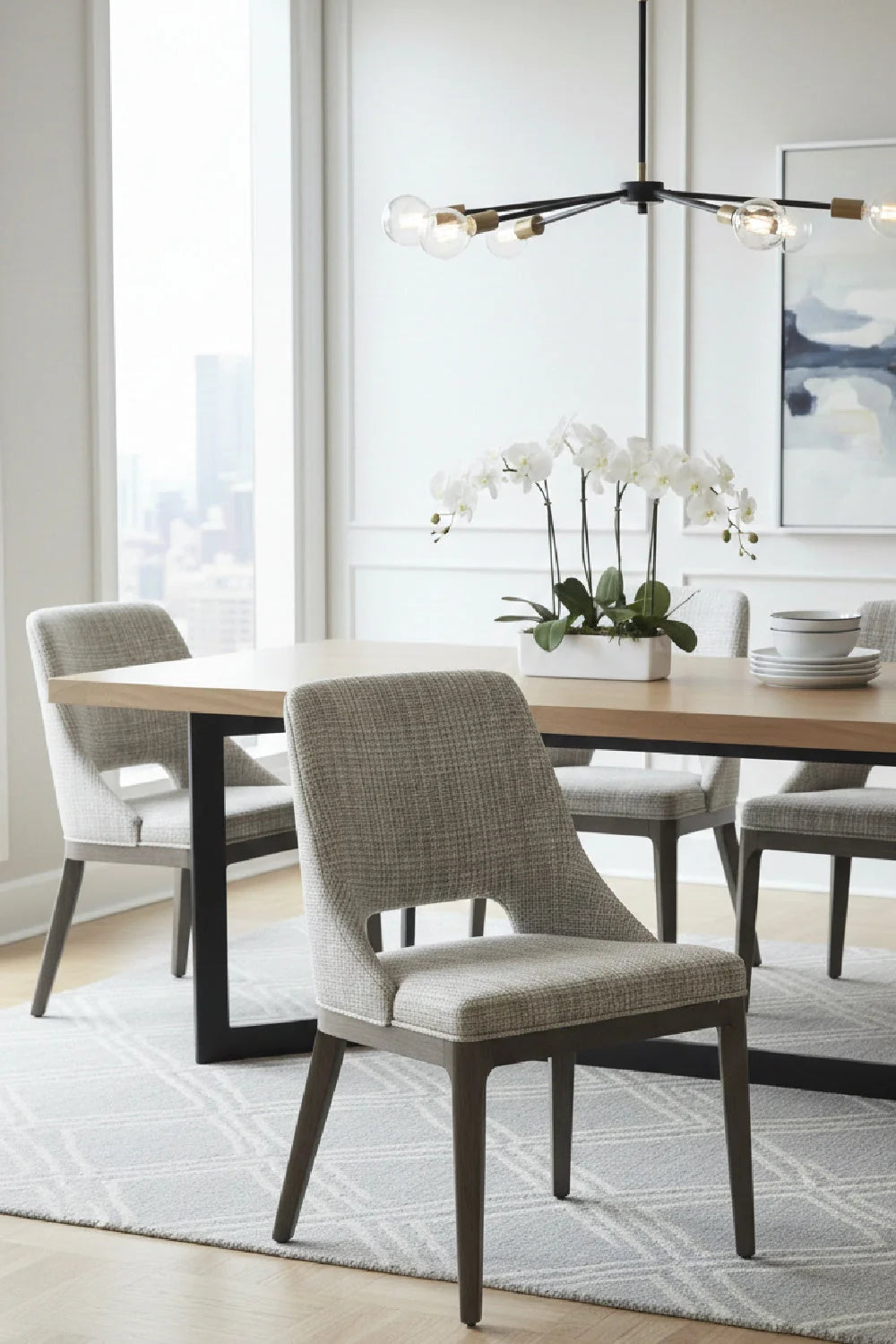 Luxury Cutout Fabric Dining Chair European Style for Villa