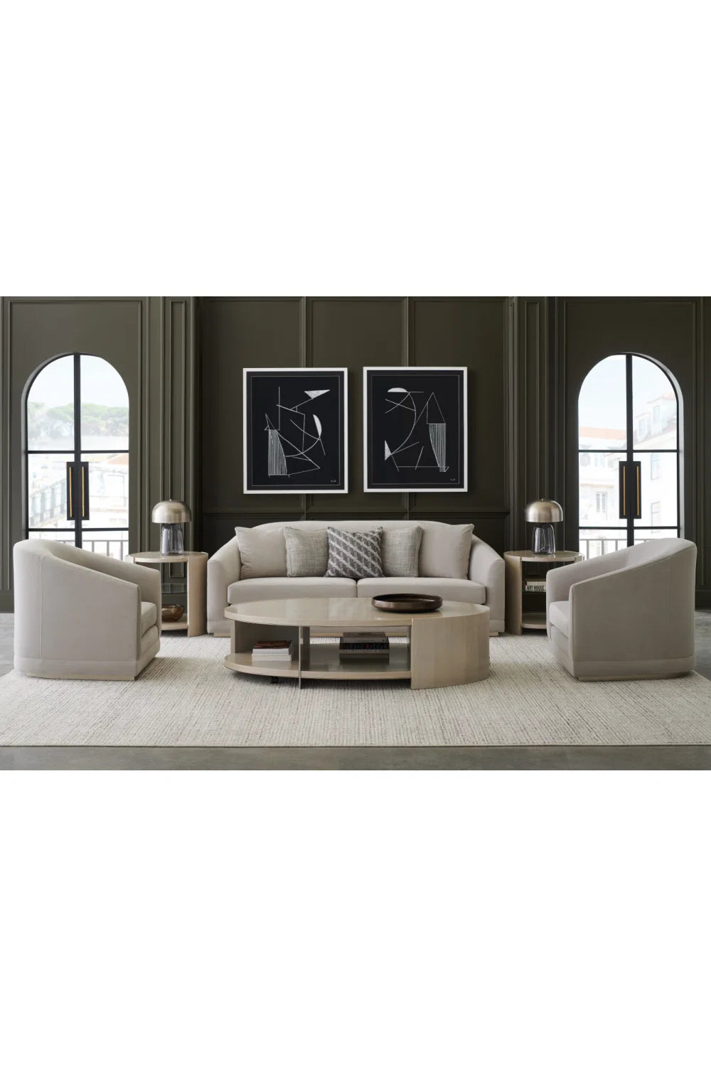 Luxury Da Vita Oval Cream Cocktail Table Modern Italian Style for Villa