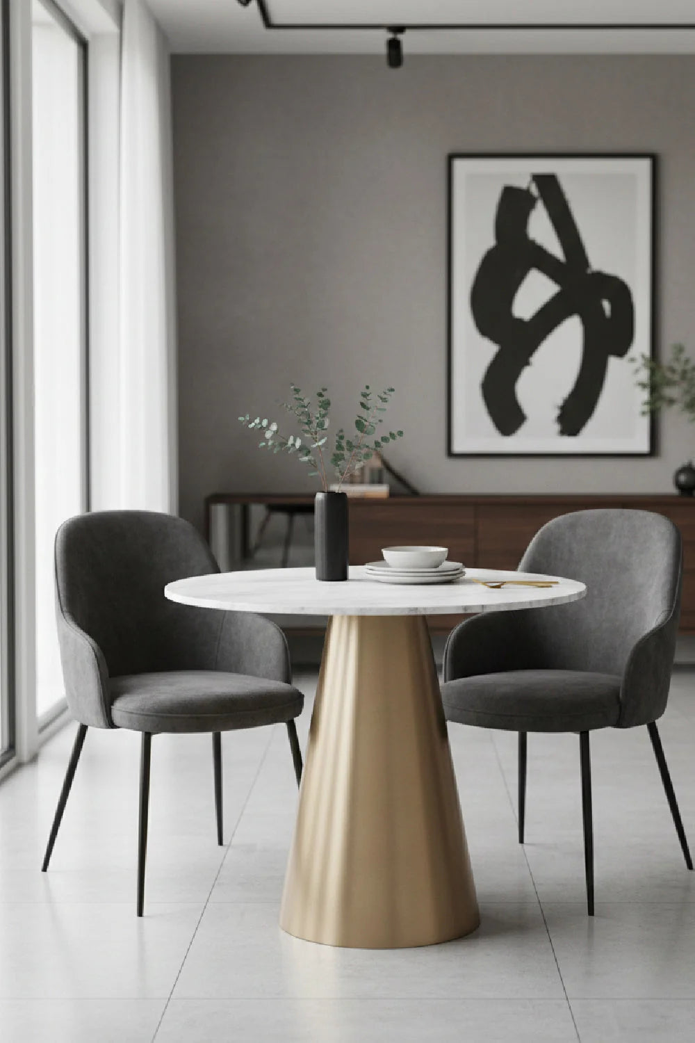 Luxury Damon Round Marble Bistro Table Modern Italian Style for Villa