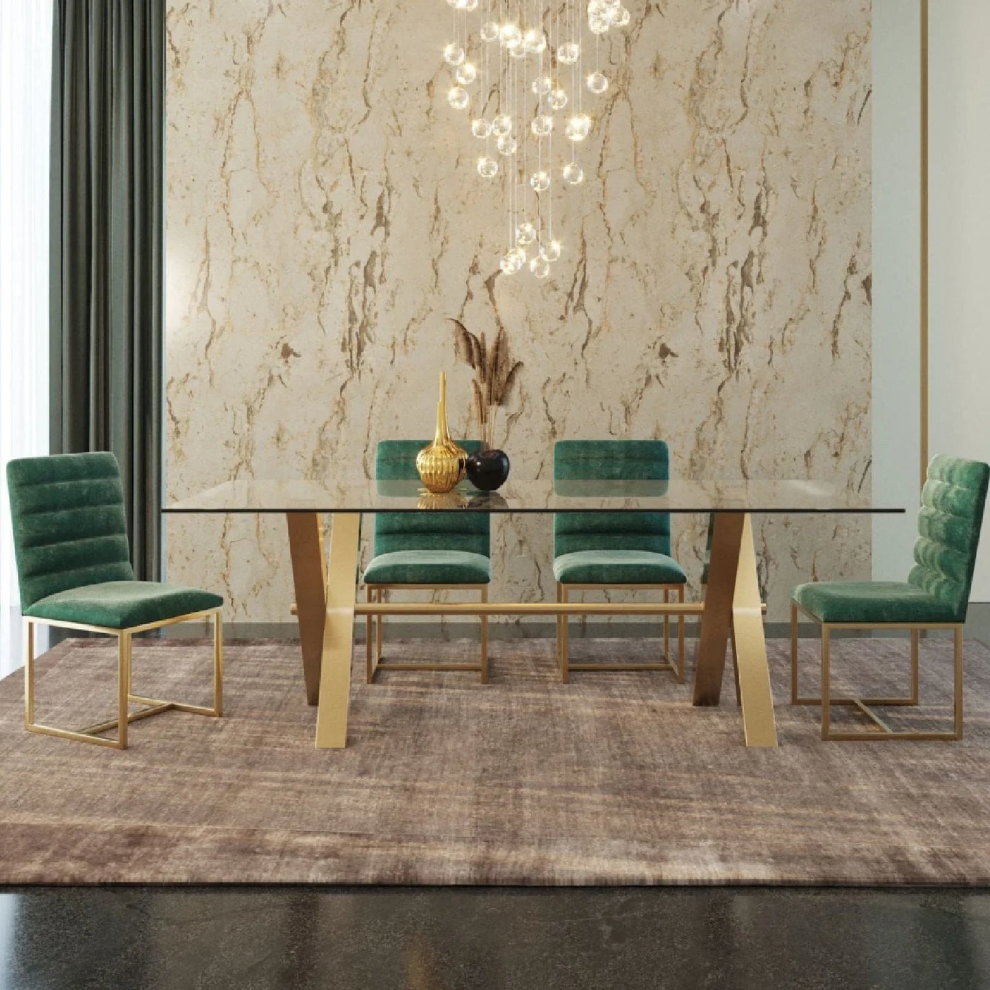 Luxury Dandy Glass Rectangular Dining Table Modern Italian Style for Villa