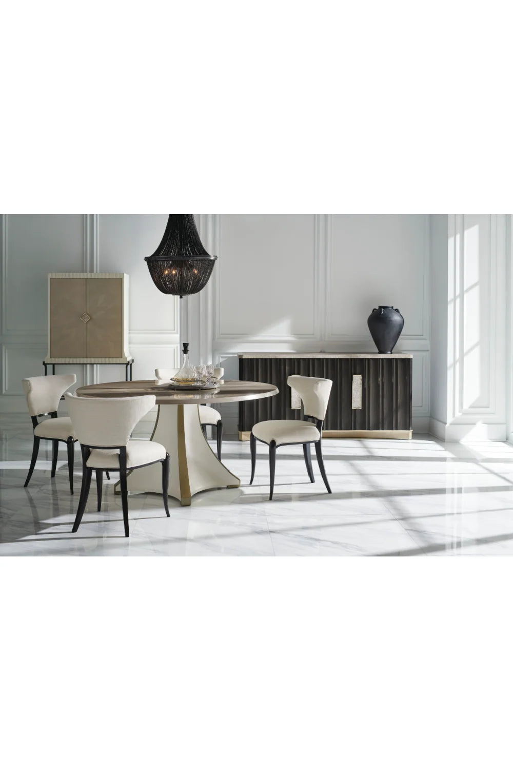 Luxury Dark Birch 4-Door Sideboard European Style for Villa