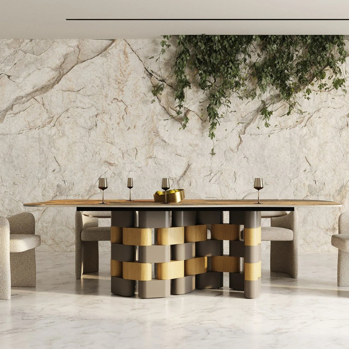 Luxury Dark Ceramic Dining Table Modern Italian Style for Villa