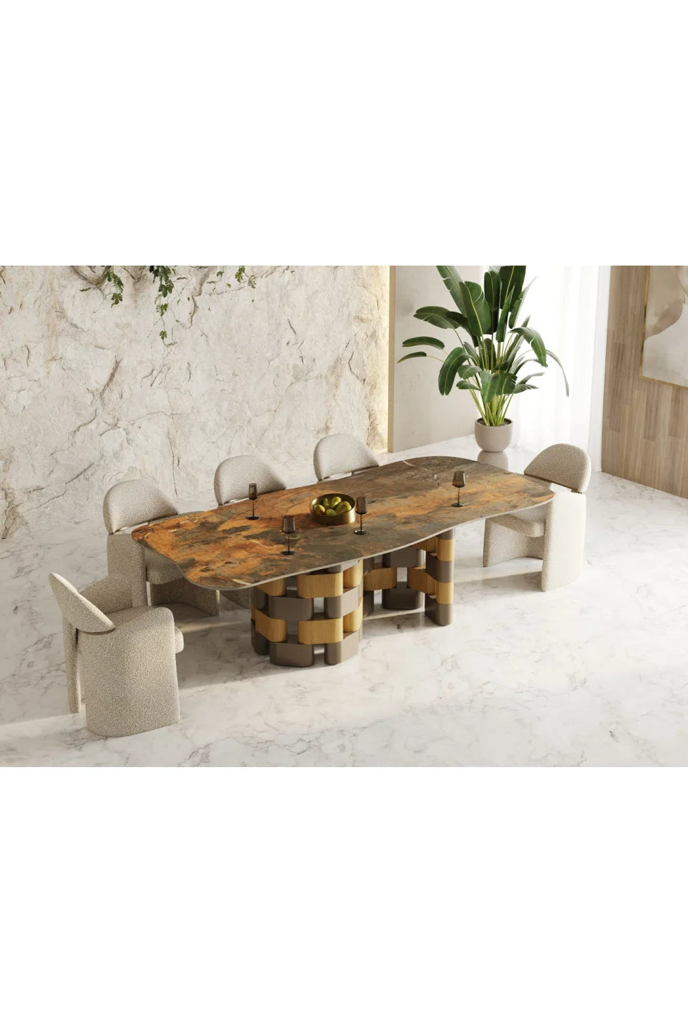 Luxury Dark Ceramic Dining Table Modern Italian Style for Villa