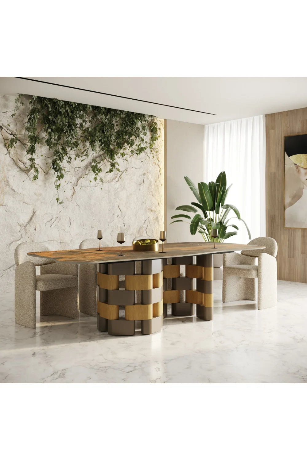 Luxury Dark Ceramic Dining Table Modern Italian Style for Villa