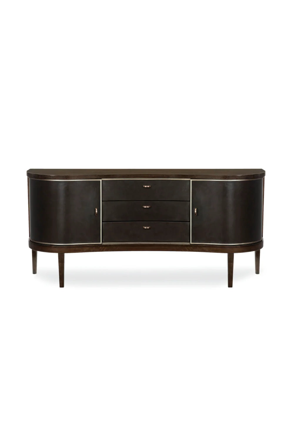 Luxury Dark Eucalyptus Curved Sideboard European Style for Villa