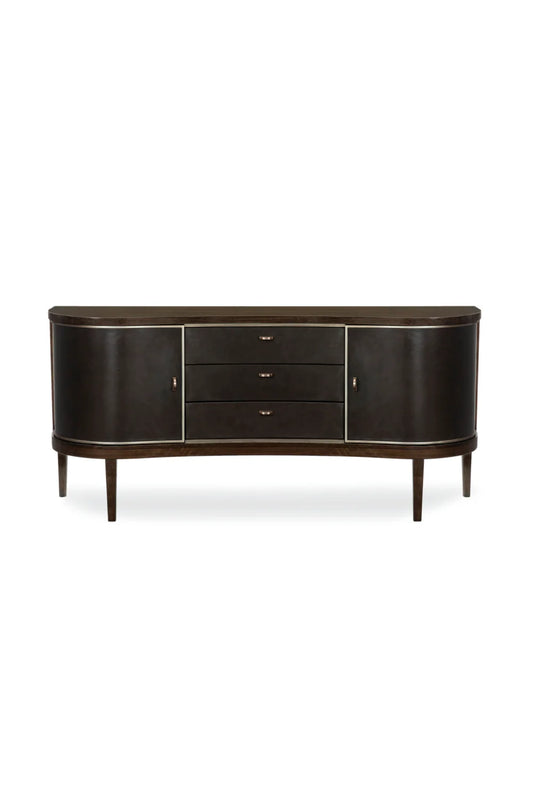 Luxury Dark Eucalyptus Curved Sideboard European Style for Villa