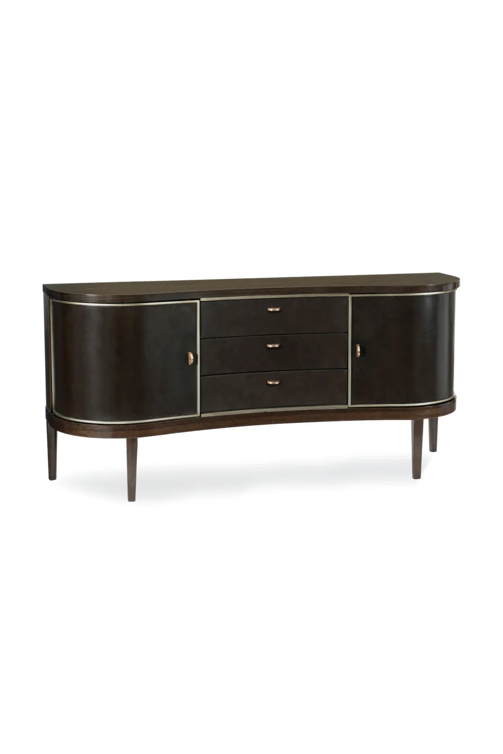 Luxury Dark Eucalyptus Curved Sideboard European Style for Villa