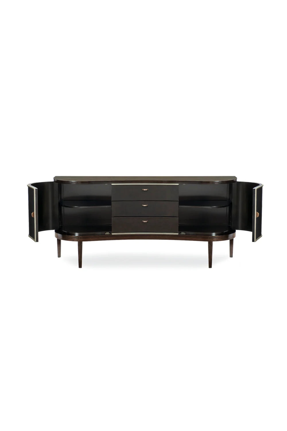 Luxury Dark Eucalyptus Curved Sideboard European Style for Villa