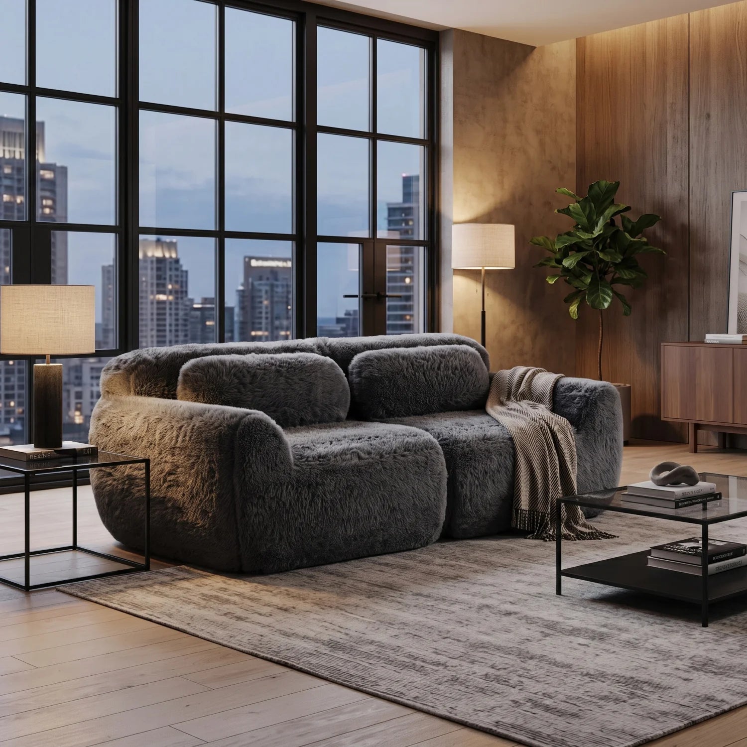 Luxury Dark Gray Modular Sectional Sofa Modern Italian Style for Villa
