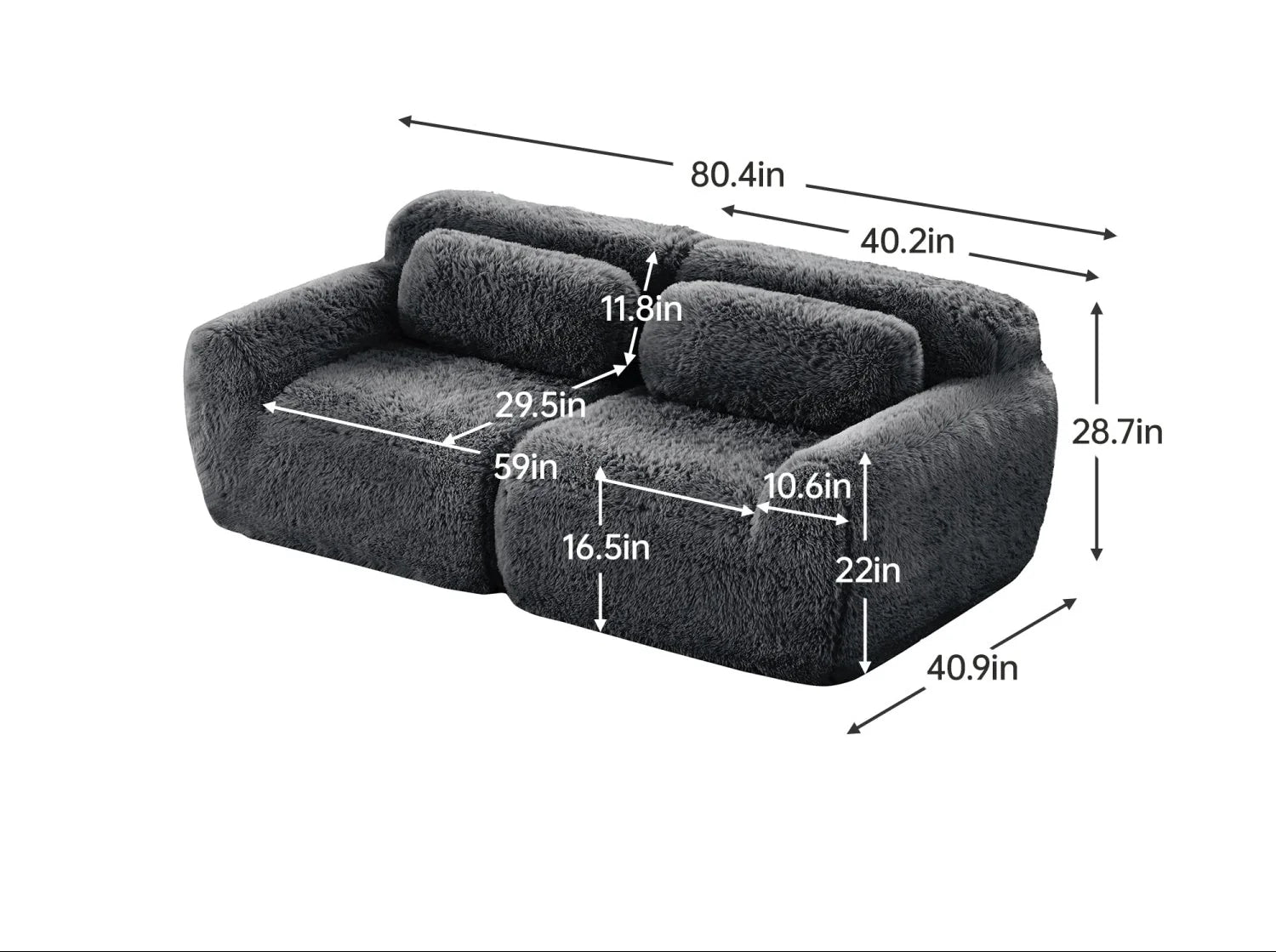Luxury Dark Gray Modular Sectional Sofa Modern Italian Style for Villa