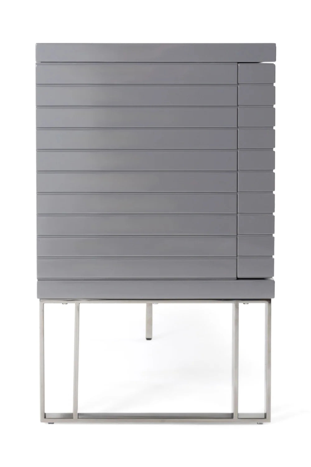 Luxury Dark Gray Slatted 4-Door Sideboard European Style for Villa