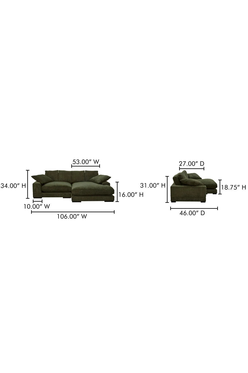 Luxury Dark Green Sectional Sofa Modern Italian Style for Villa