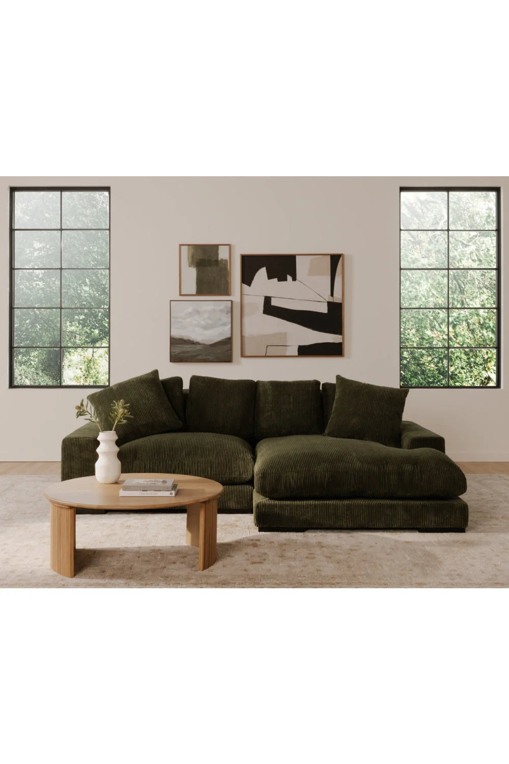 Luxury Dark Green Sectional Sofa Modern Italian Style for Villa