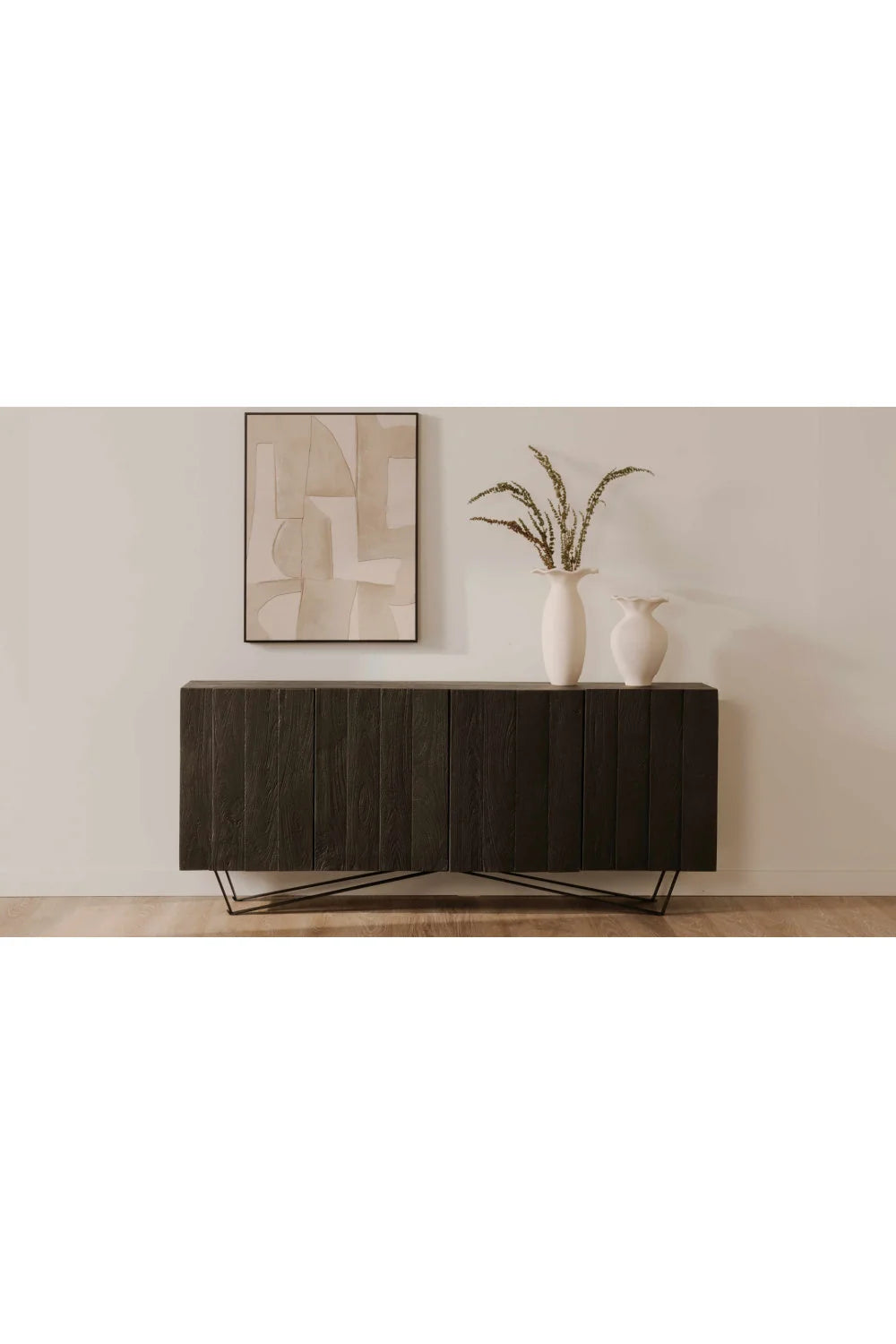 Luxury Dark Mango Wood Sideboard European Style for Villa