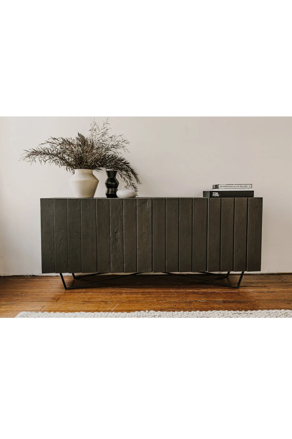 Luxury Dark Mango Wood Sideboard European Style for Villa
