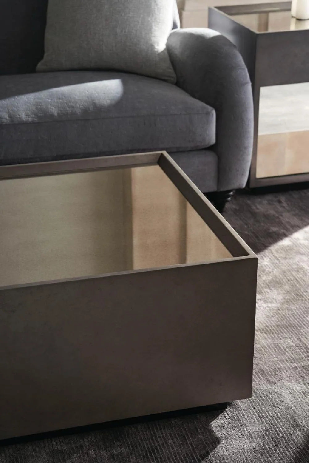 Luxury Dark Matter Gray Mirror Rectangular Coffee Table Modern Italian Style for Villa