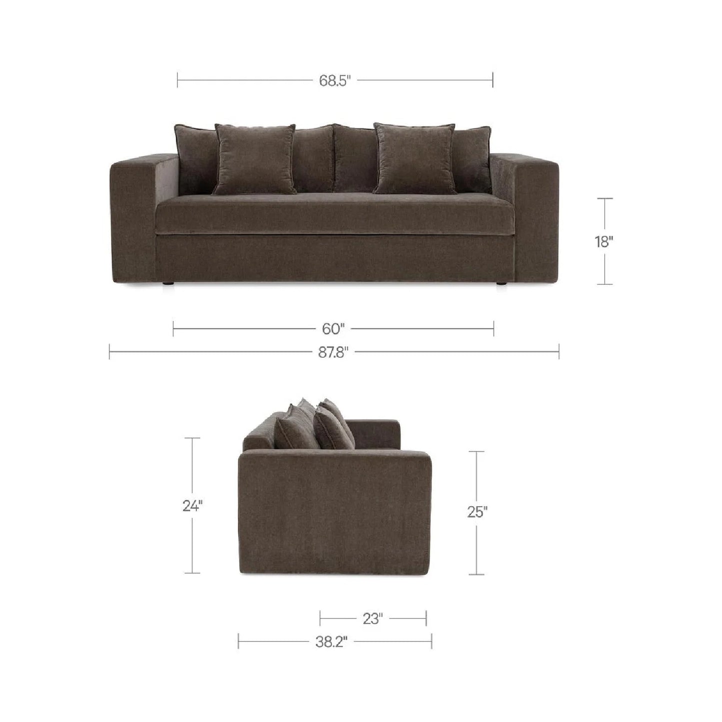 Luxury Dark Upholstered Sleeper Sofa Modern Italian Style for Villa