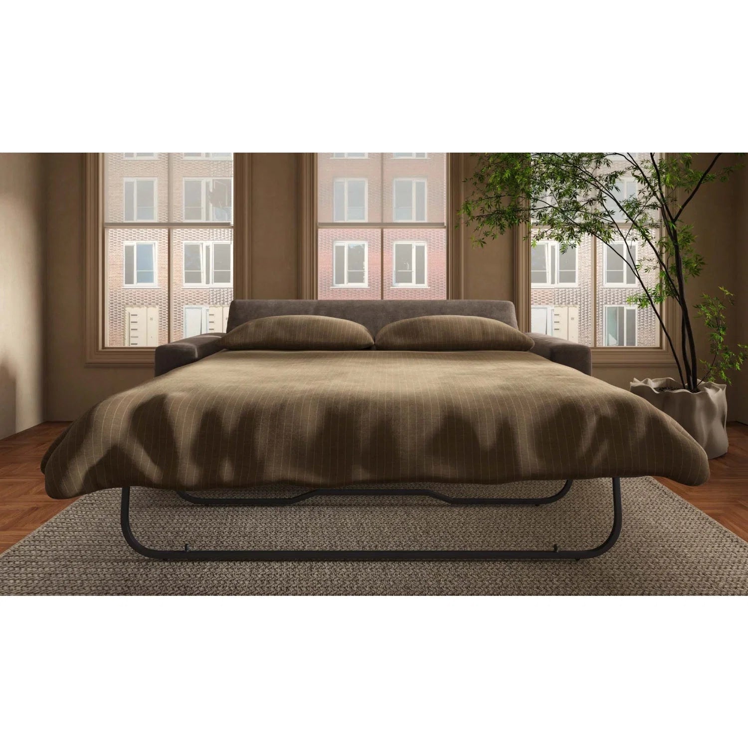 Luxury Dark Upholstered Sleeper Sofa Modern Italian Style for Villa