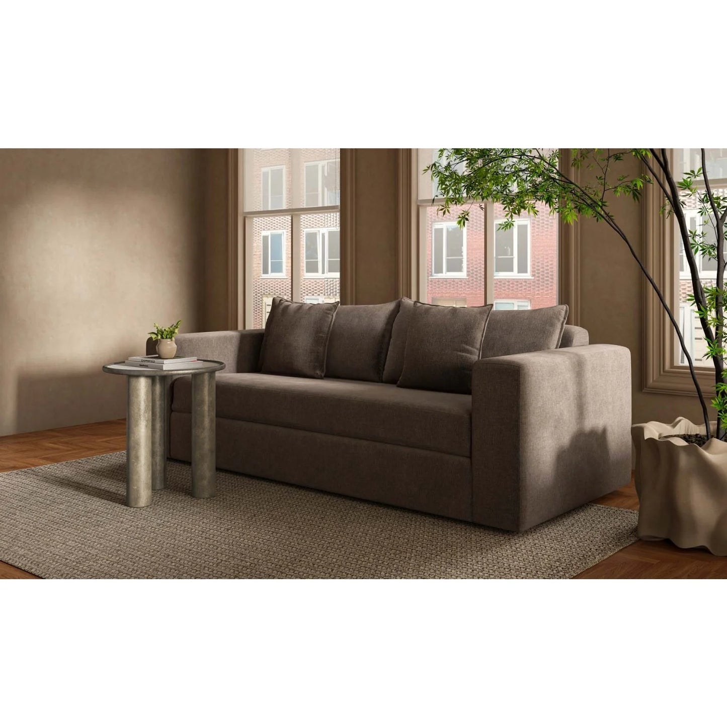 Luxury Dark Upholstered Sleeper Sofa Modern Italian Style for Villa