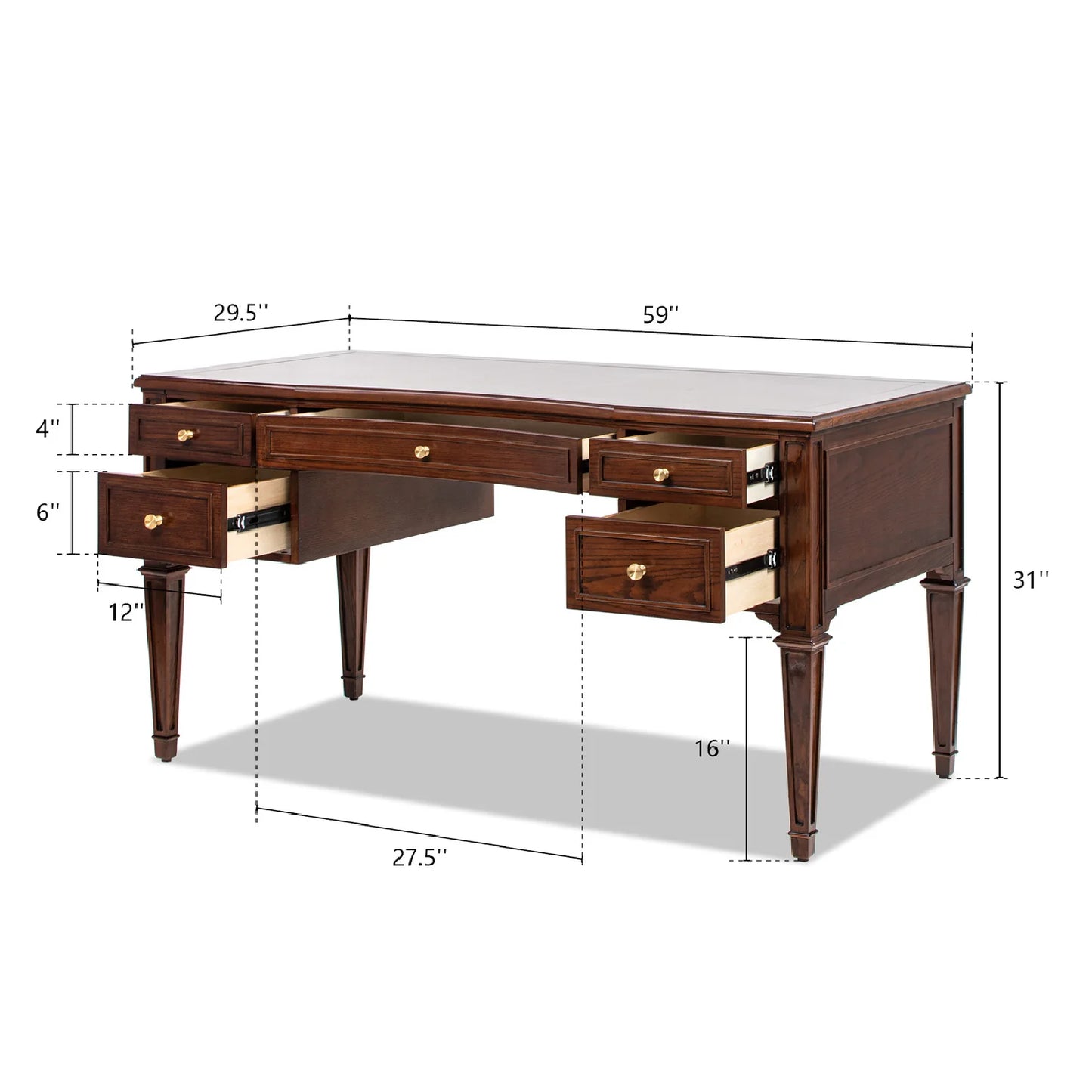 Luxury Dark Walnut Modern Desk European Style for Villa