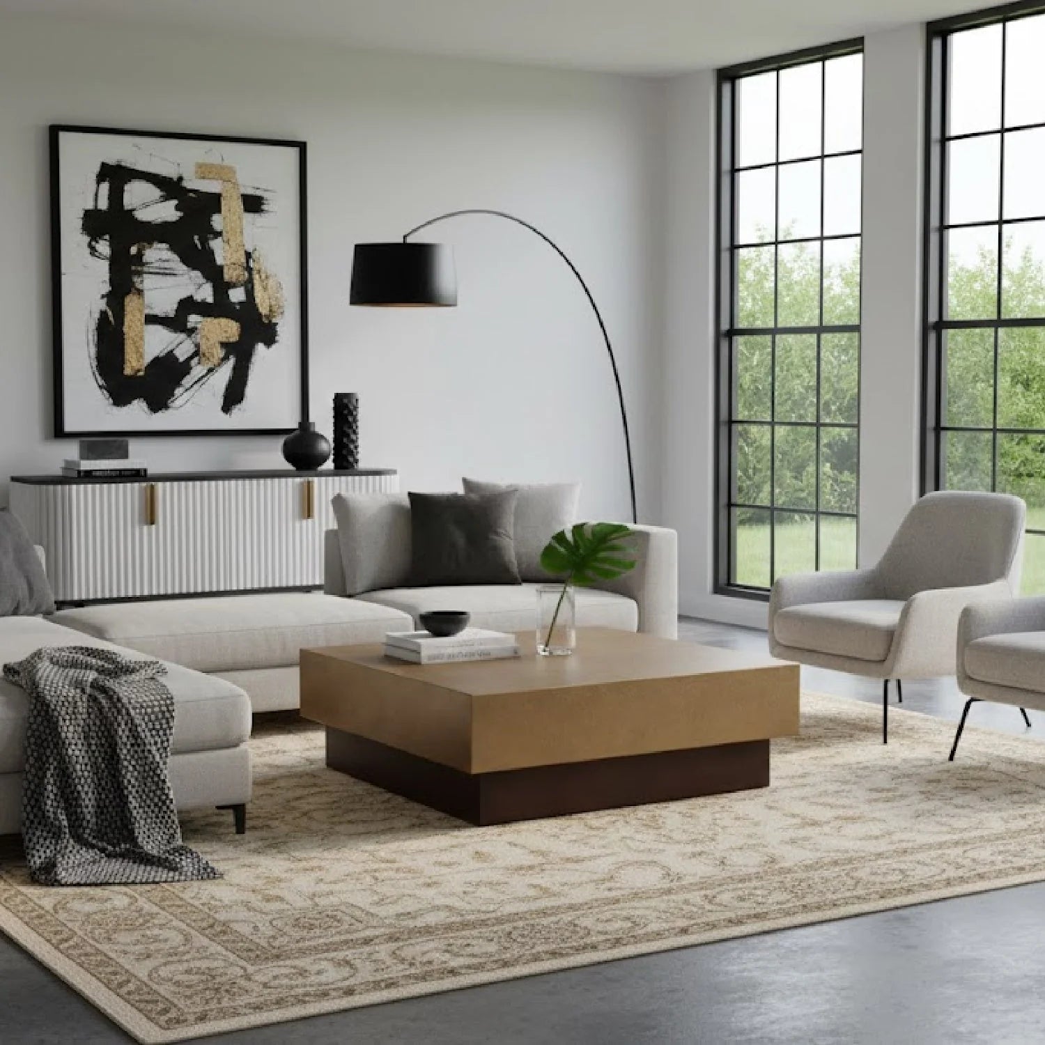 Luxury Derek Antique Copper Square Coffee Table Modern Italian Style for Villa