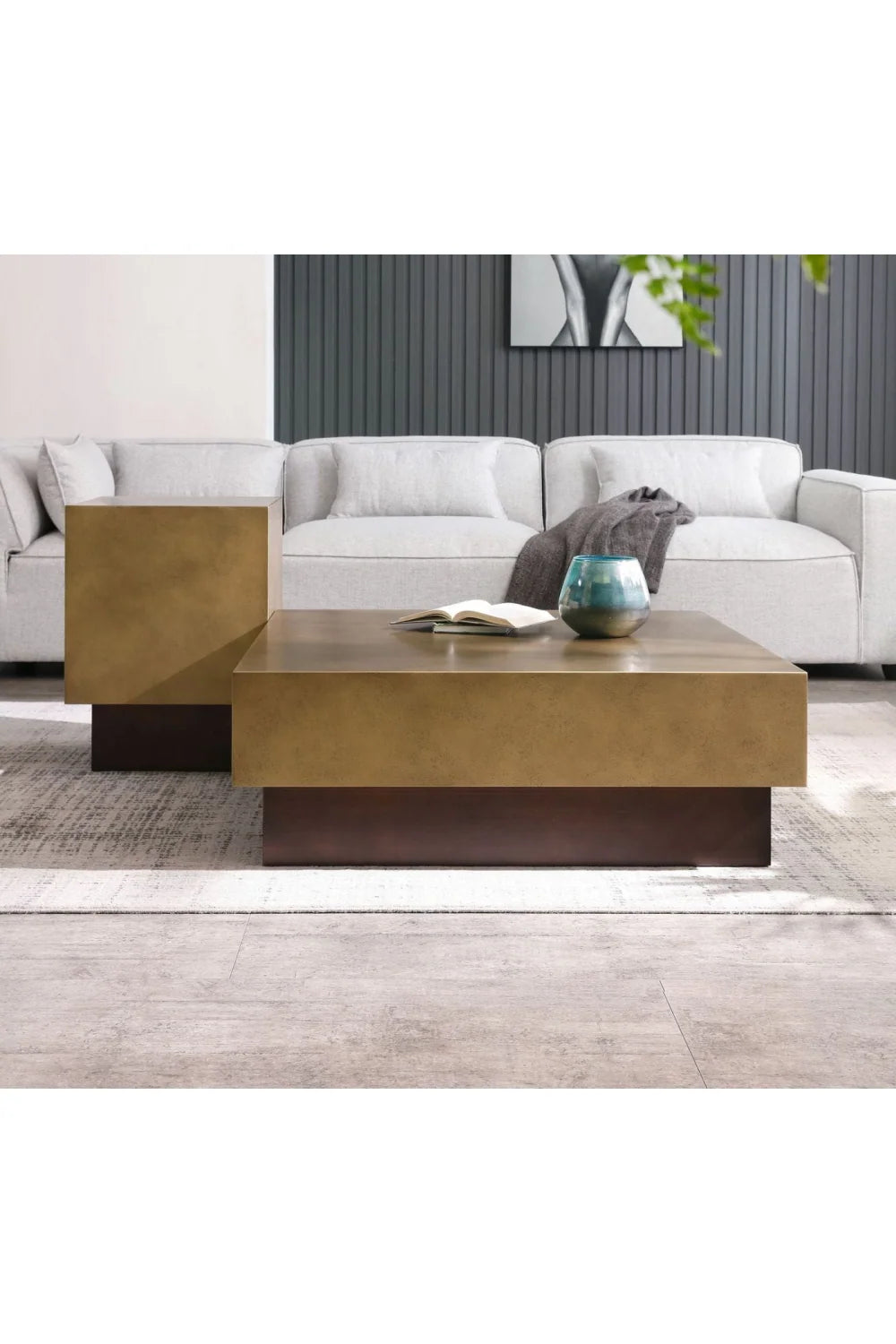 Luxury Derek Antique Copper Square Coffee Table Modern Italian Style for Villa
