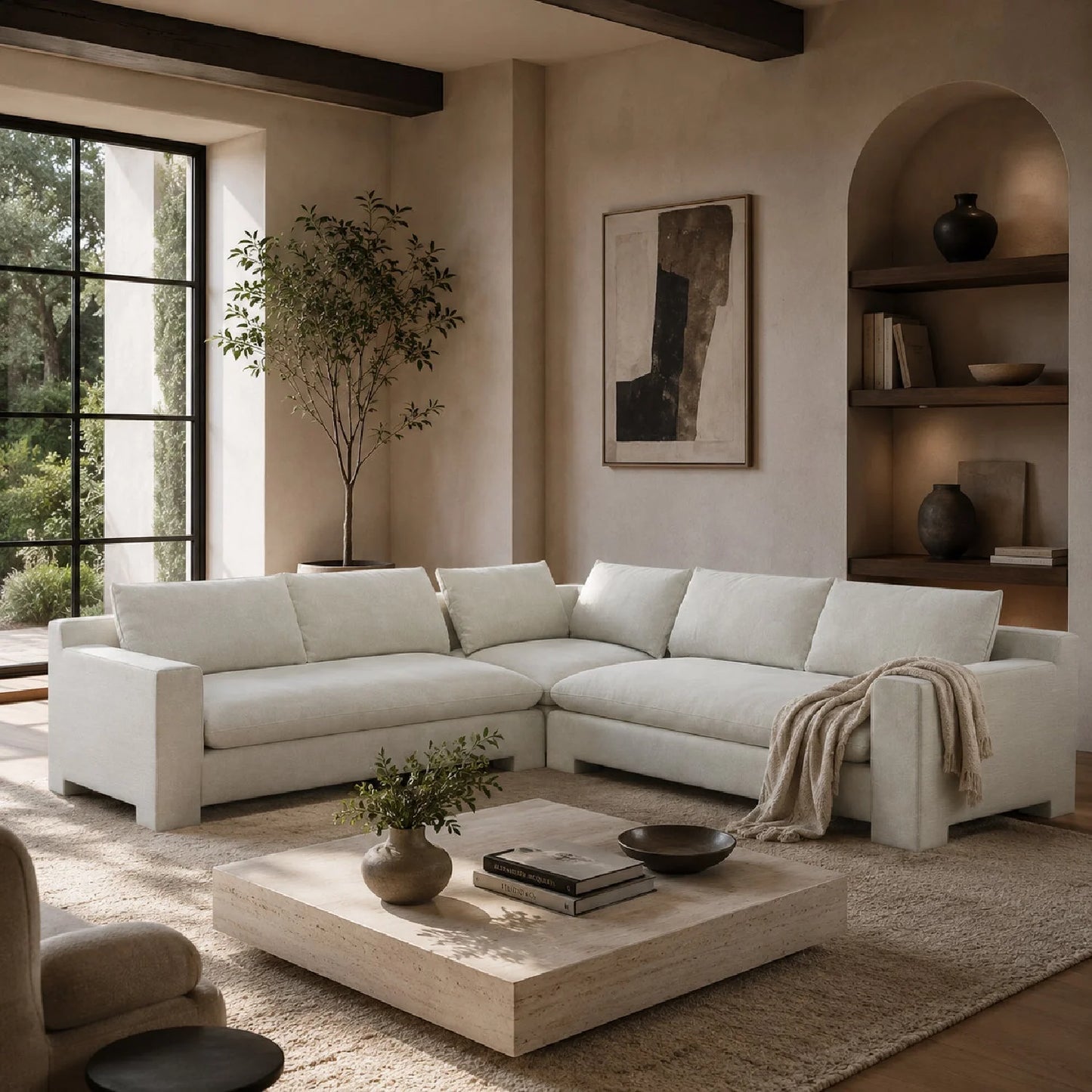 Luxury Devon Velvet Sectional Sofa Modern Italian Style for Villa