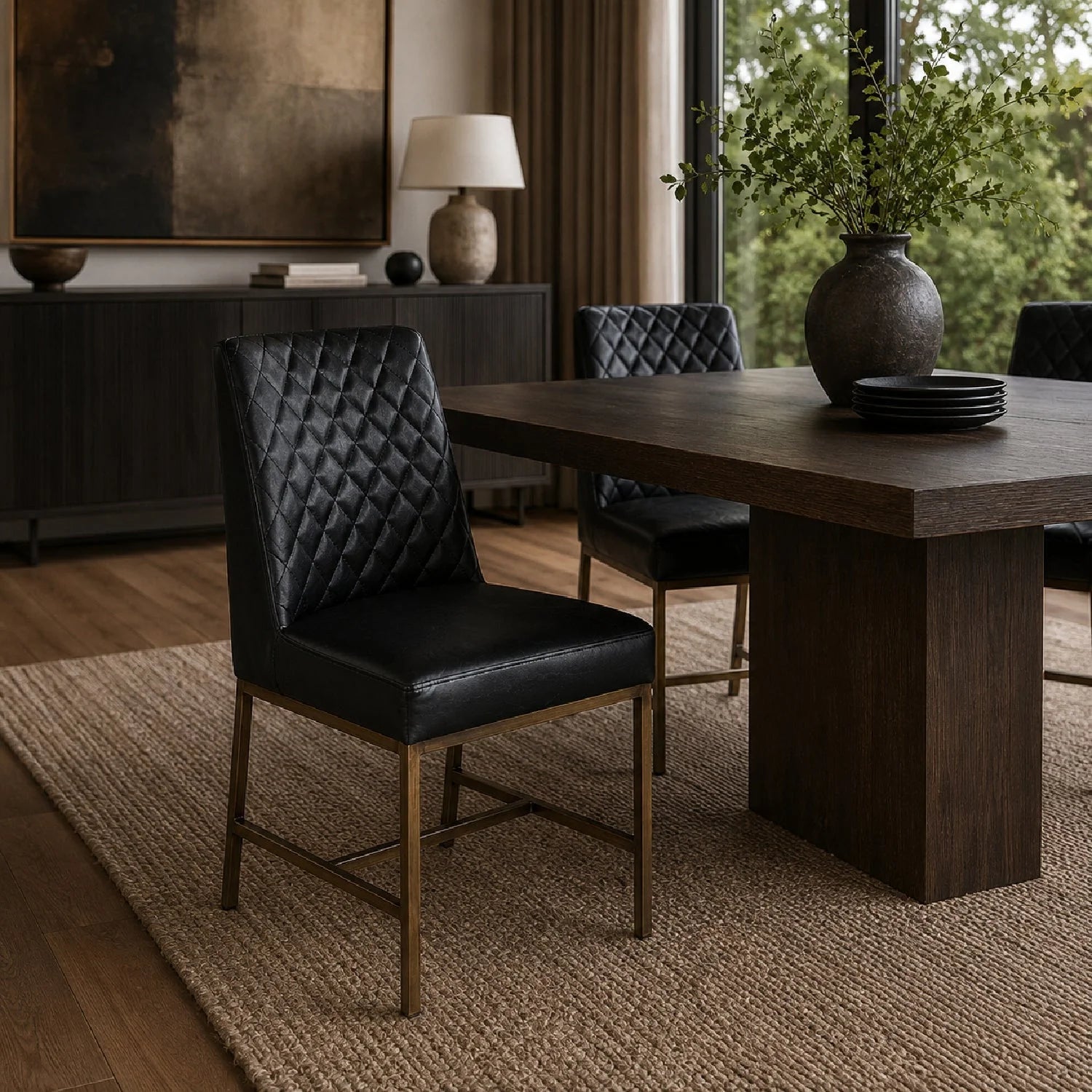 Luxury Diamond Stitched Modern Dining Chair European Style for Villa