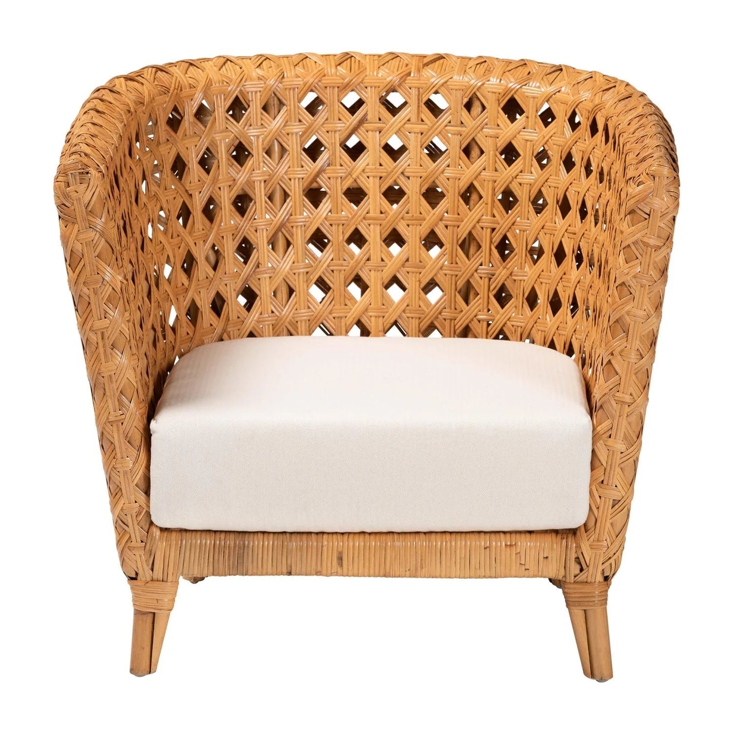 Luxury Diamond Weave Rattan Lounge Chair Modern Italian Style for Villa