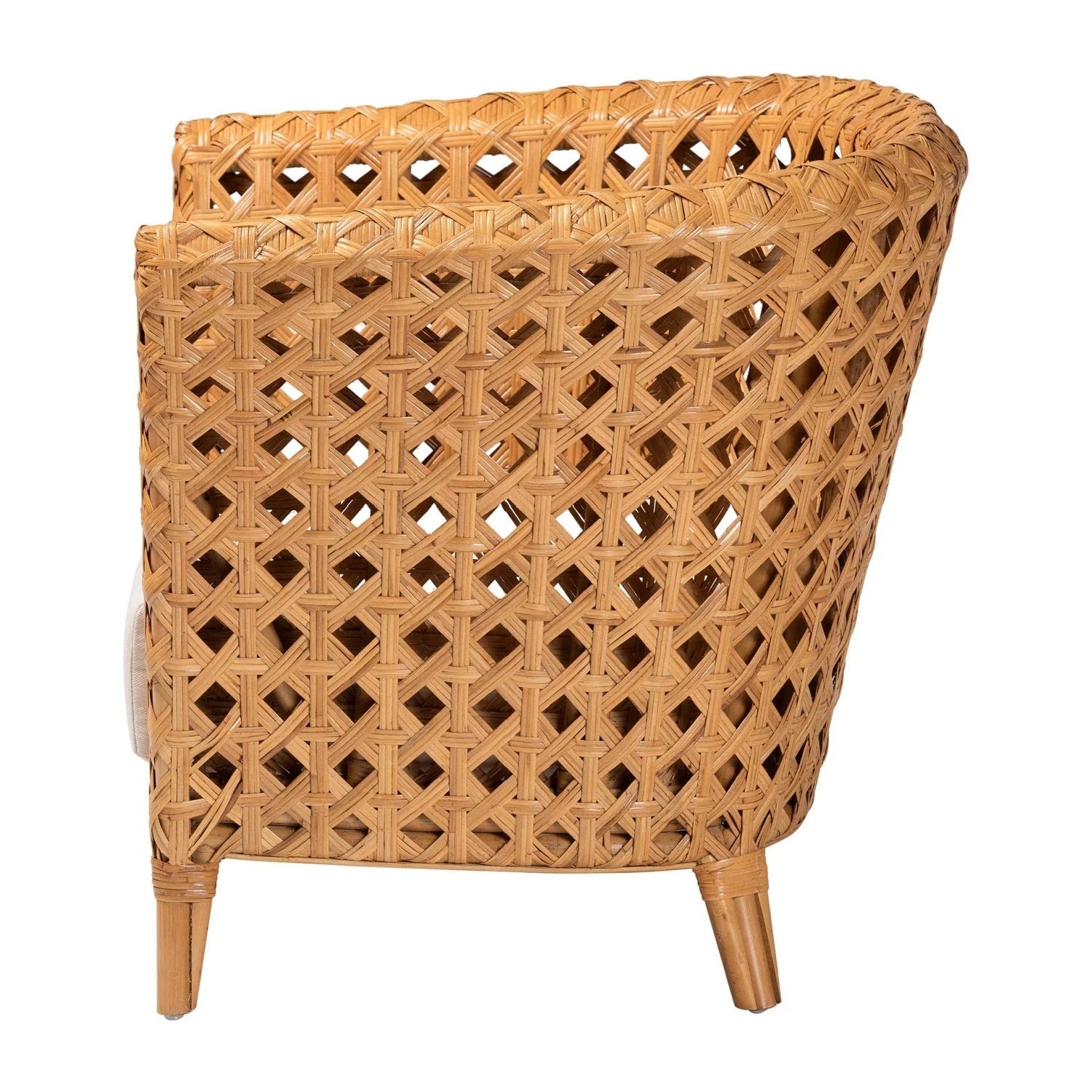 Luxury Diamond Weave Rattan Lounge Chair Modern Italian Style for Villa
