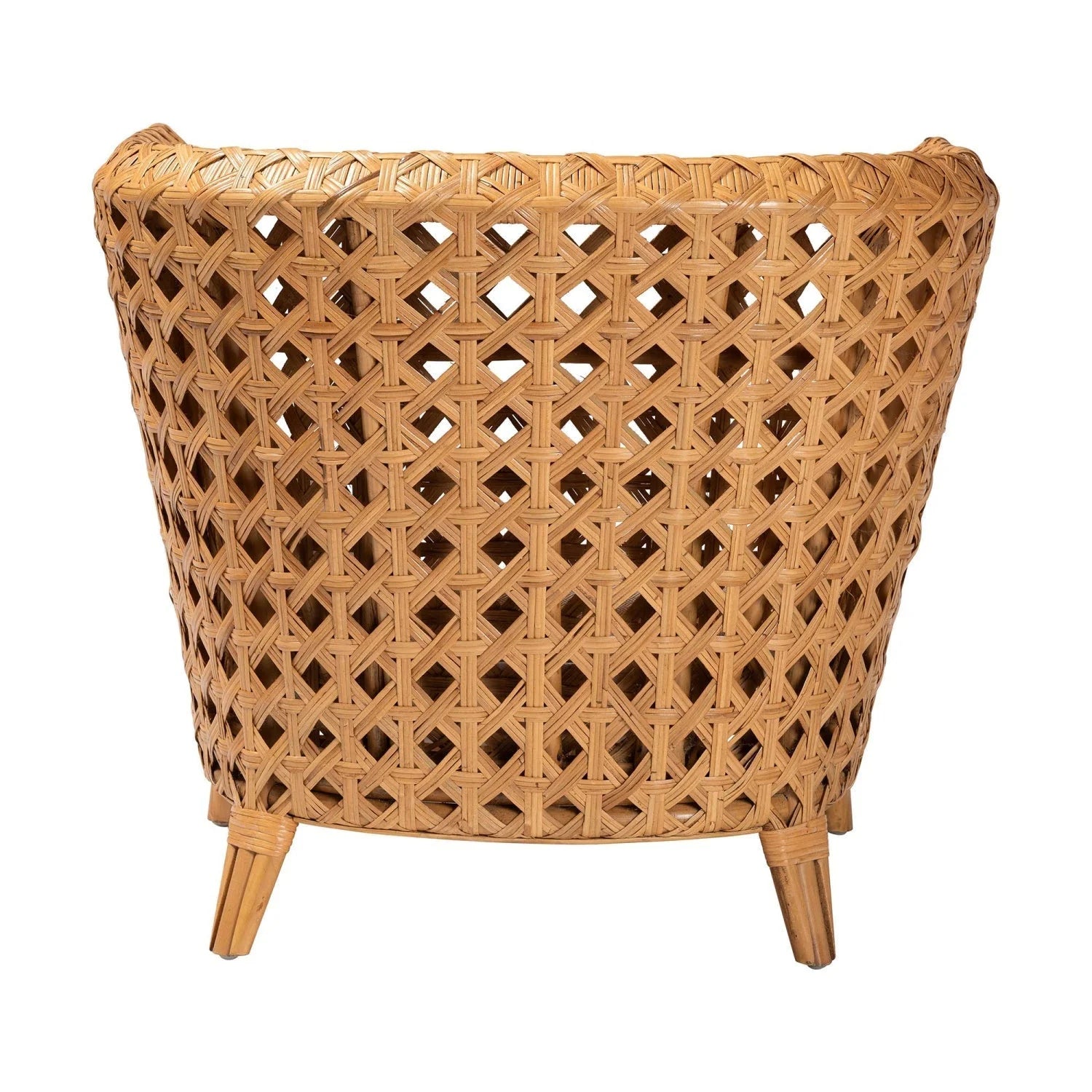 Luxury Diamond Weave Rattan Lounge Chair Modern Italian Style for Villa