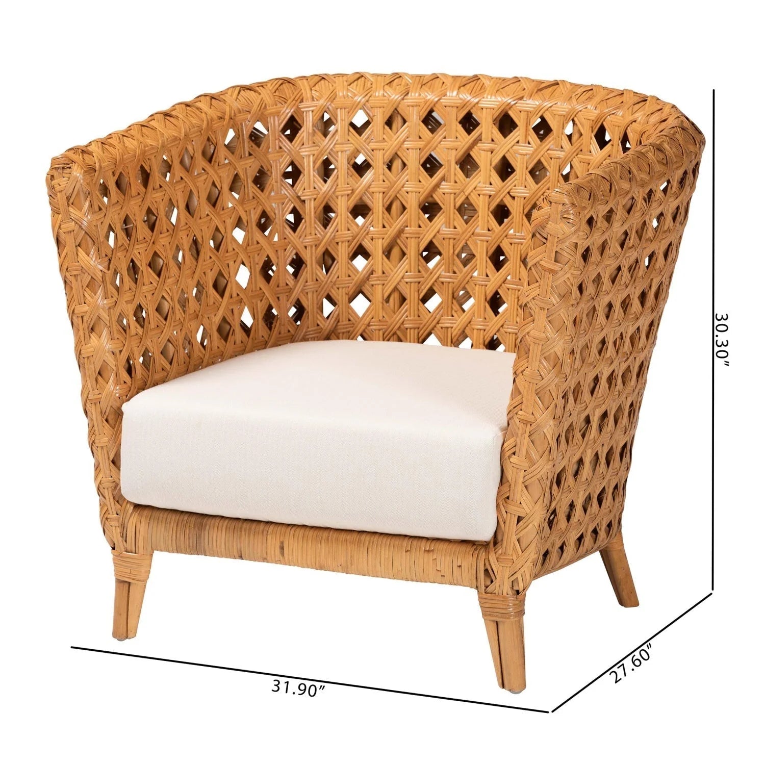 Luxury Diamond Weave Rattan Lounge Chair Modern Italian Style for Villa