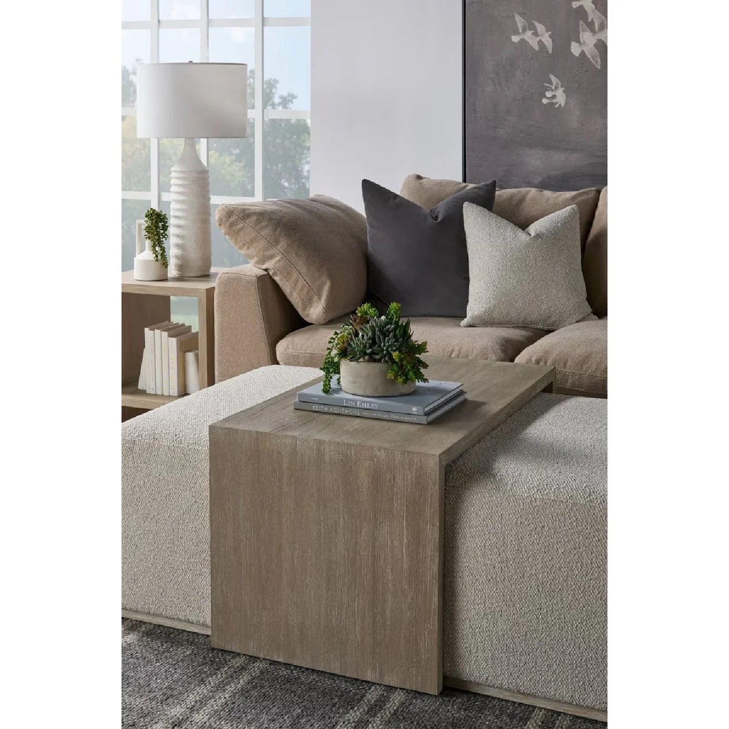 Luxury Dovetail Acacia Upholstered Rectangular Coffee Table Modern Italian Style for Villa
