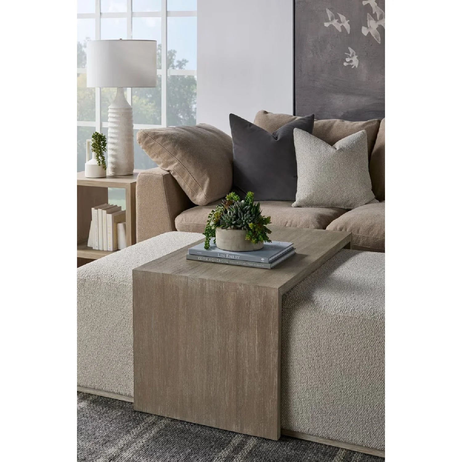 Luxury Dovetail Acacia Upholstered Rectangular Coffee Table Modern Italian Style for Villa