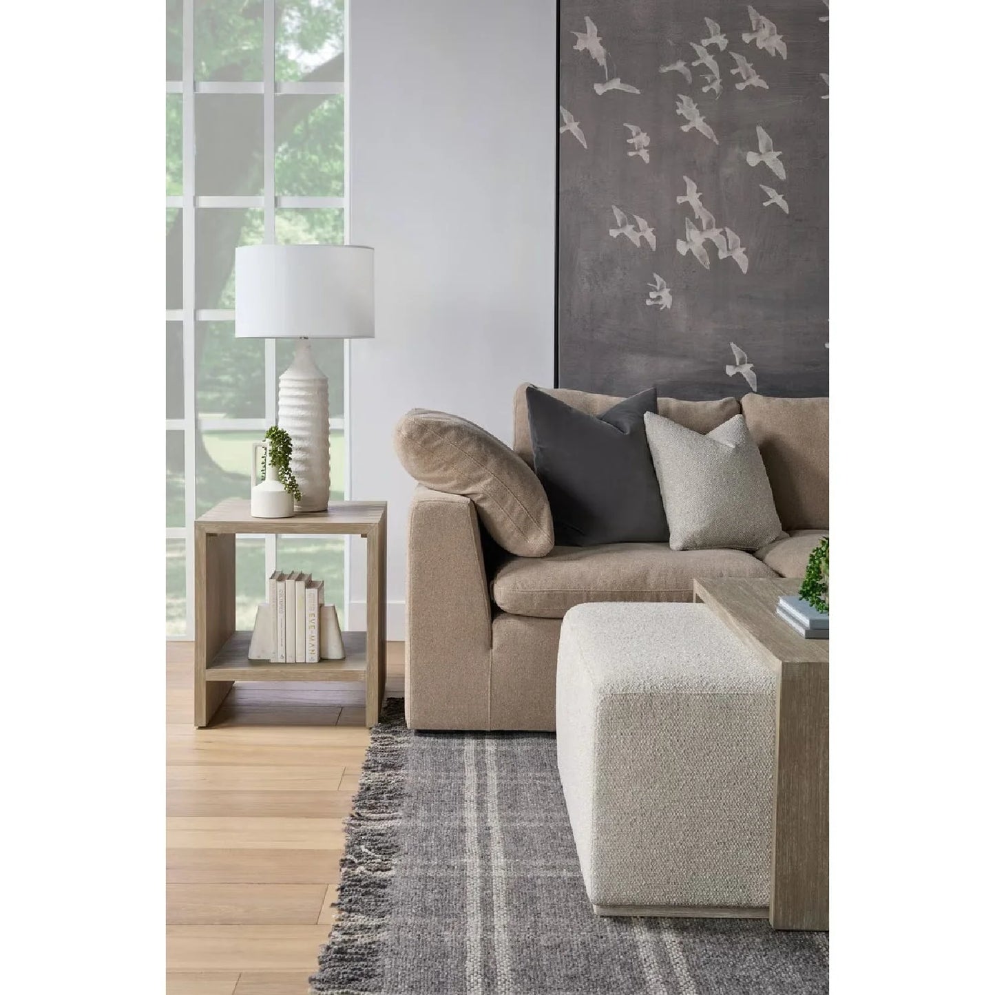 Luxury Dovetail Acacia Upholstered Rectangular Coffee Table Modern Italian Style for Villa